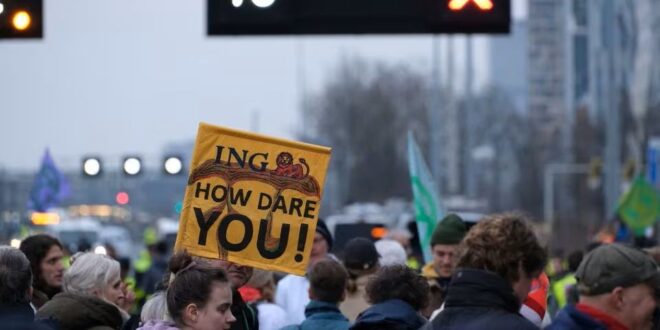 Activists block Amsterdam highway in protest against ING