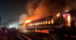 At least 4 dead in suspected train arson in Bangladesh