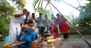 Celebrating Ponggal in an open space the traditional way