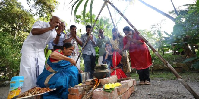 Celebrating Ponggal in an open space the traditional way