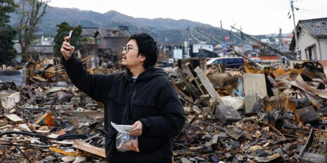 In the ruins of a historic market a Japanese artisan