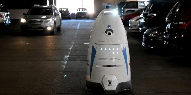 Two robots are patrolling downtown parking garages in the US