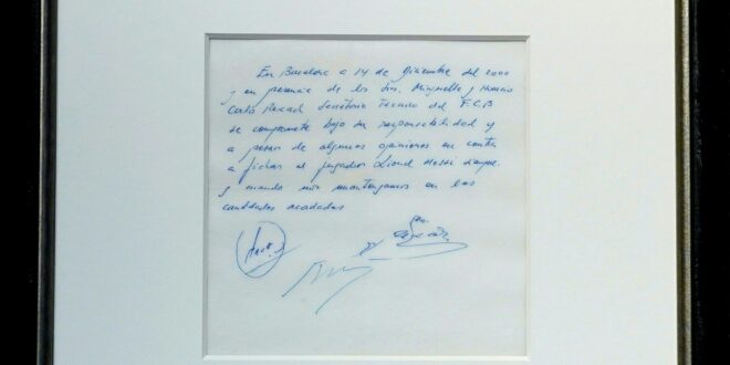 Messis promised Barca contract on a napkin up for auction