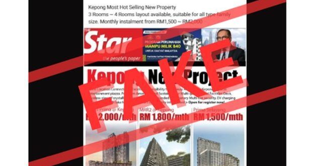 Beware fake Kepong property ad misusing The Stars masthead from