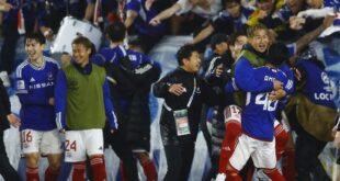 Football Soccer Popp the hero as 10 man Marinos advance to Asian