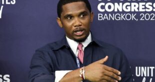 Football Soccer Cameroon federation president Etoo and coach in angry exchange