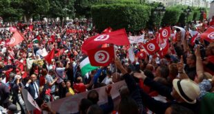 Hundreds of Tunisian presidents supporters protest against foreign interference