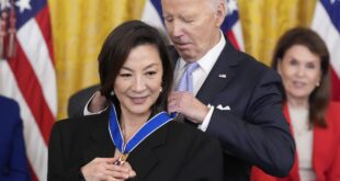 Michelle Yeoh honoured as pioneer by Biden with Presidential Medal