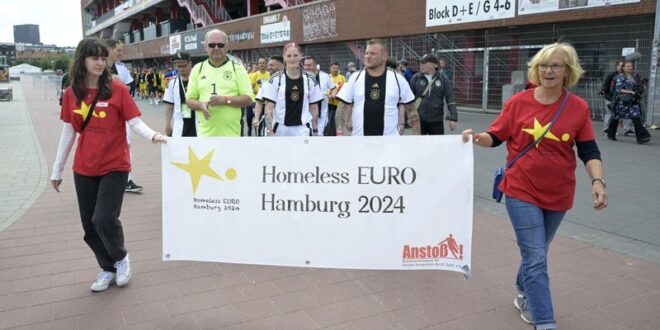 Football Soccer Homeless Euro 2024 kicks off beside main tournament