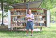 Elderly bookworm and bibliophile operates unique mini libraries